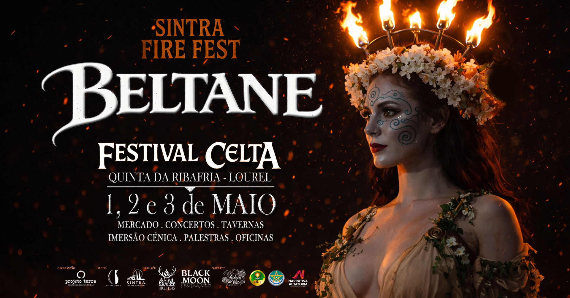 Ambiente celta no Beltane Fire Fest 2025 na Quinta da Ribafria em Sintra